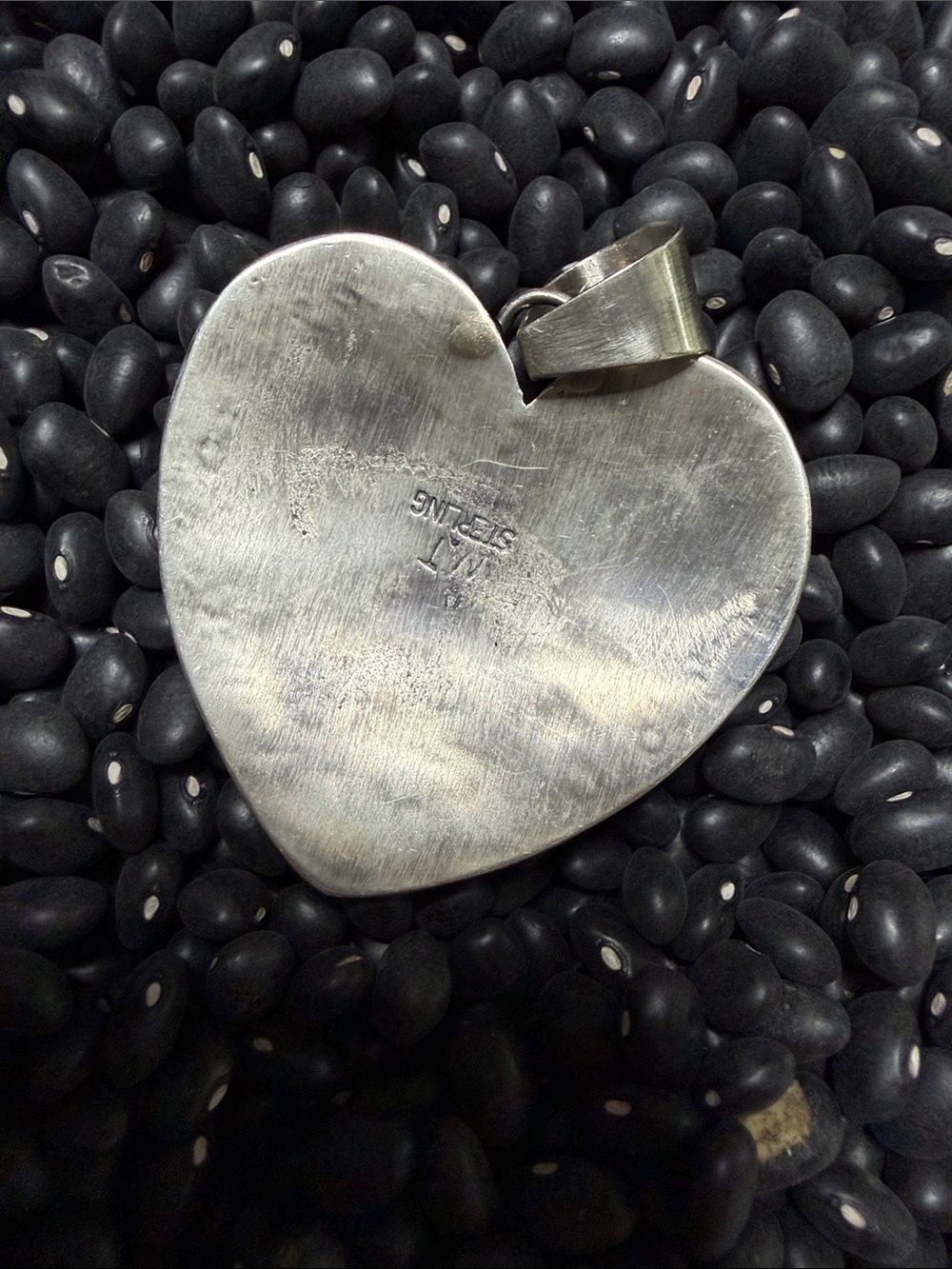 Native Made stamped and signed Wilson Tsosie Silver Heart Pendant Necklace - Picture 2 of 2